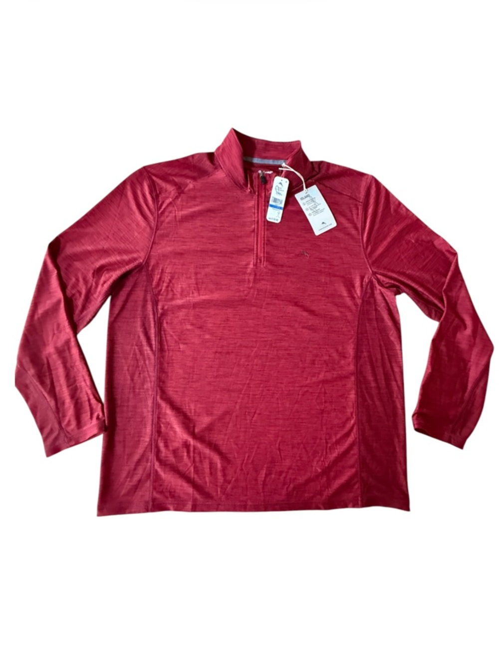 NWT Tommy Bahama Palm Pro IslandZone Performance 1/2 Zip Pullover XL Red Shirt